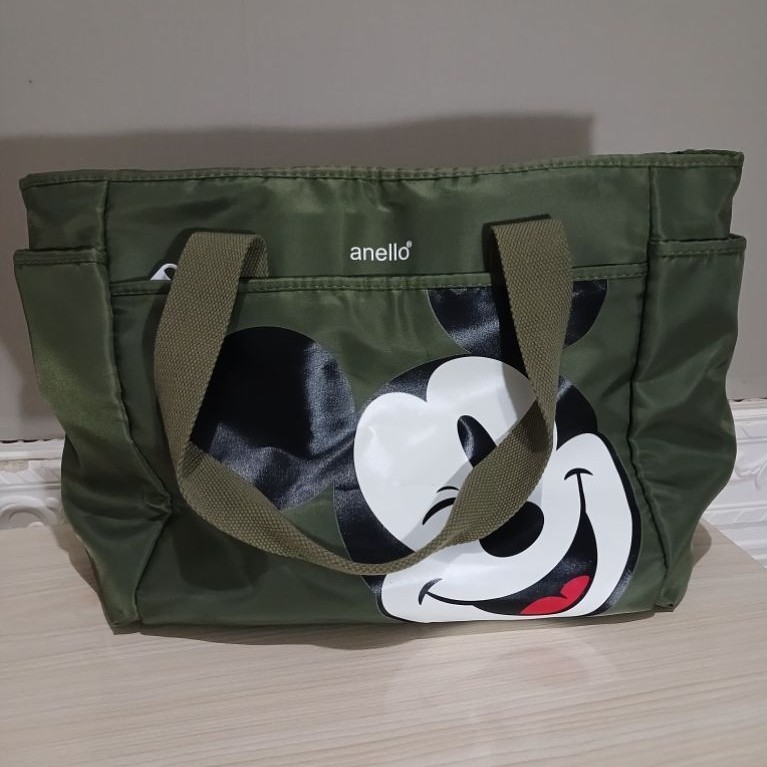 Preloved Anello x Disney Mickey Mouse Tote Bag Army Green