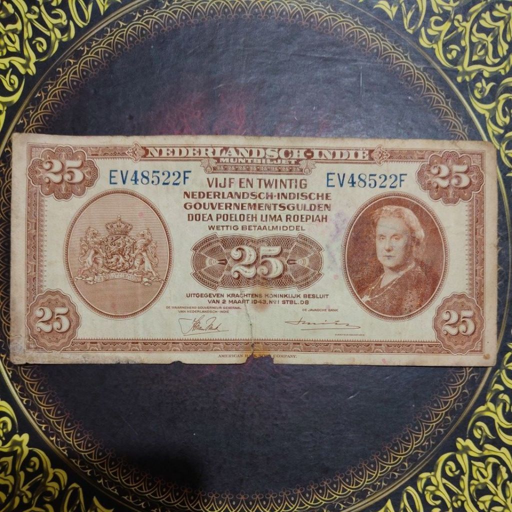 Uang NICA 25 Gulden 1943 fine cap Republik Maluku Selatan