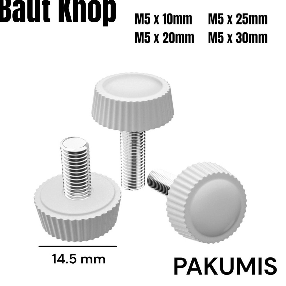 Baut knop M5 Baut Kuping pegangan Putih M5 Baut Knop Mini M5 Baut Kenop M5