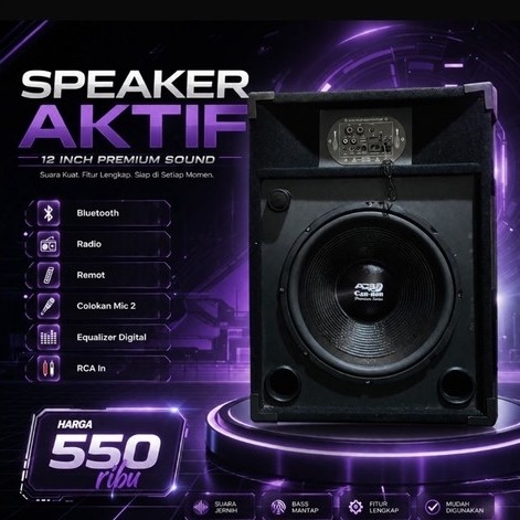 Speaker Aktif 12 Inchi Bluetooth Karaoke Baru