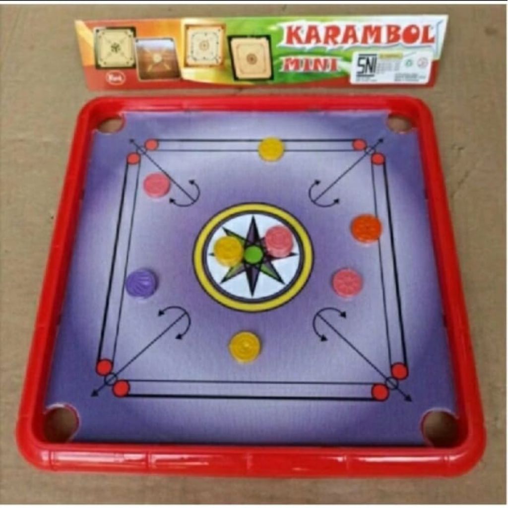 Mainan anak edukatif papan karambol mini bahan plastik ukuran 20cm lucu murah harga satuan board gam
