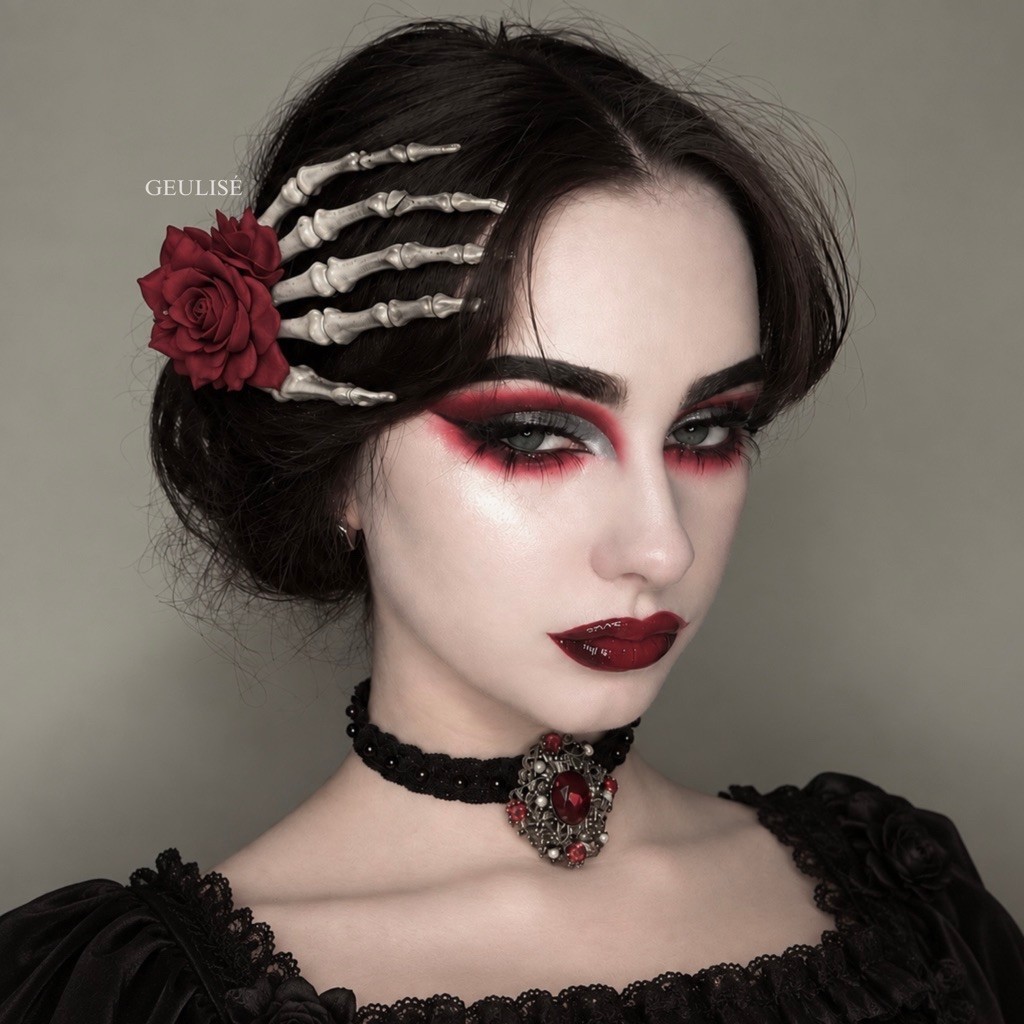 Geulise - MARY SKELETON HEADPIECE | Kostum Halloween Aesthetic Costume Wednesday Thing Hand Skull Ko