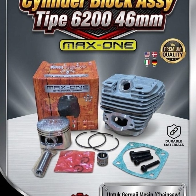 6200 46MM CYLINDER BLOK ASSY KOMPLIT MESIN CHAINSAW SENSO KECIL