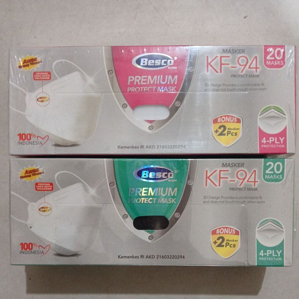 BESCO Masker KF-94 Premium Protect Mask 4-Lapis 20 Masker Bonus +2 Masker