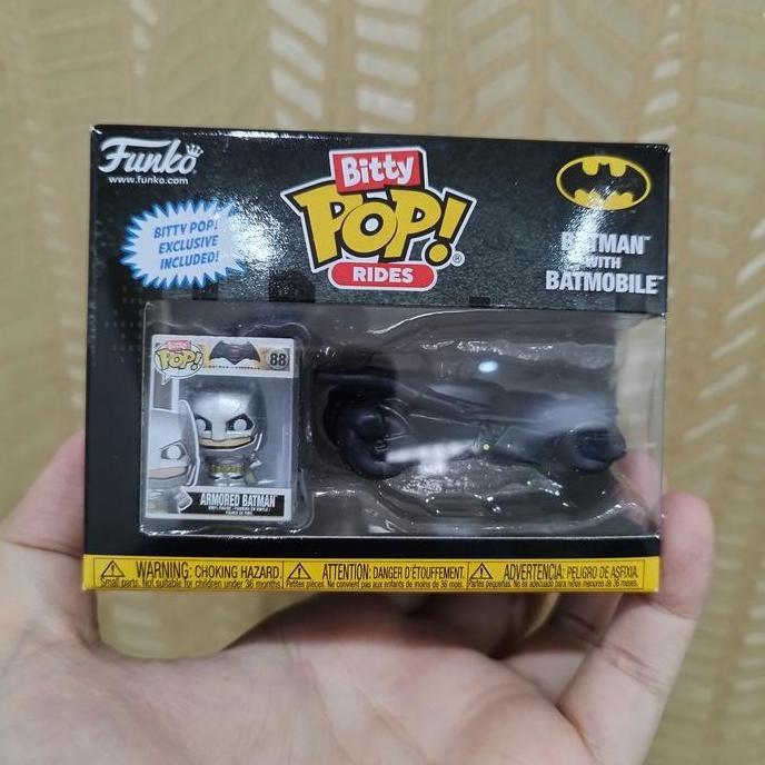 ORIGINAL FUNKO BITTY POP RIDES ARMORED BATMAN IN BATMOBILE FIGURE