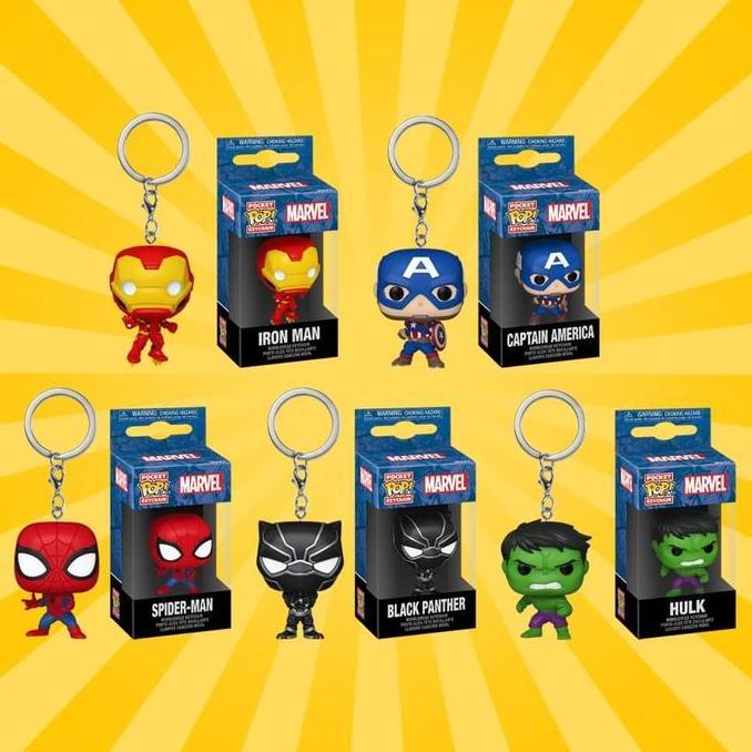 FUNKO POP POCKET KEYCHAIN IRON MAN SPIDER-MAN HULK CAPTAIN AMERICA