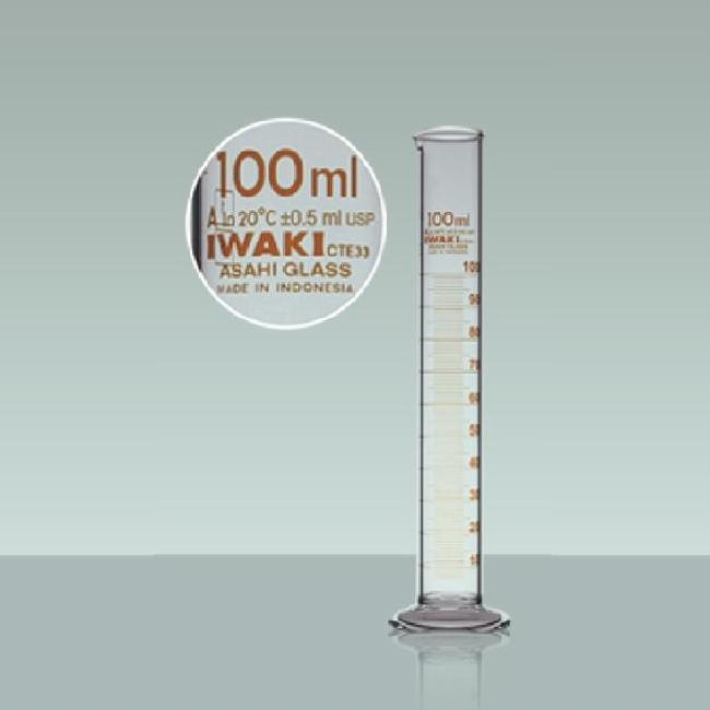 Measuring Cylinder 100 Ml Gelas Ukur Kaca Gelas Takaran 3 Iwaki