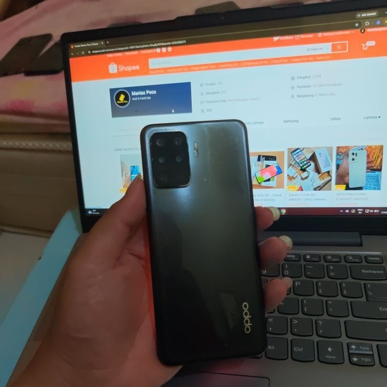 OPPO Reno5 F 8/128GB RAM 8GB ROM 128GB Normal Siap Pakai HP Charger Bekas
