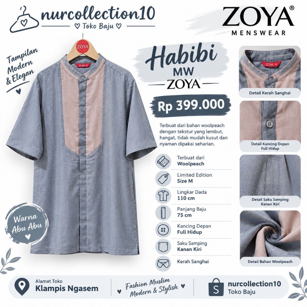 Baju muslim pria Baju Koko Habibi Zoya by Zoya (koko pria)