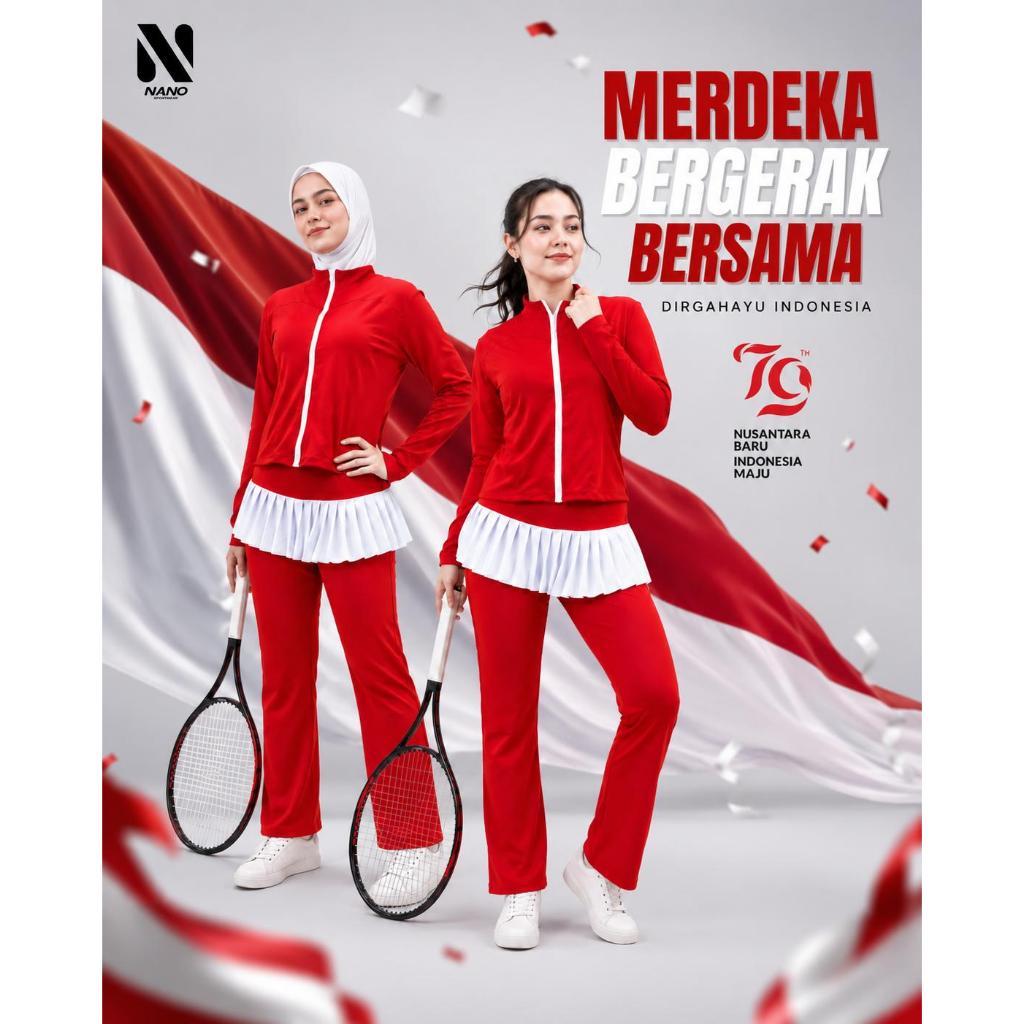 AIRA MERAH PUTIH - Baju olahraga merah putih / Baju senam muslim