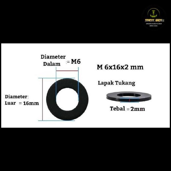 Ring Nylon M6X16X2 Putih Ring Nilon M6X16 Ring Plat Plastik M6 Harga Spesial