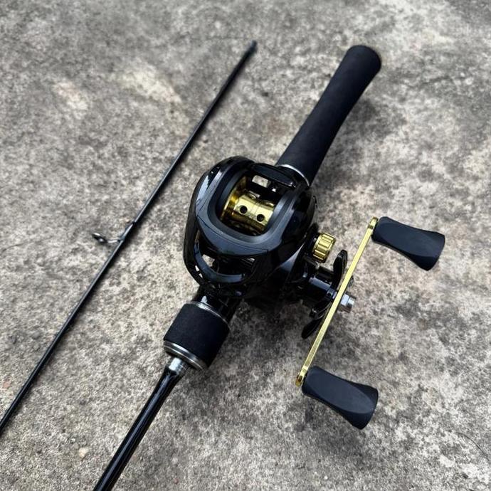 Satu set bc exvius clicker gold handle kiri & joran pancing UL zorro shadow carbon padat