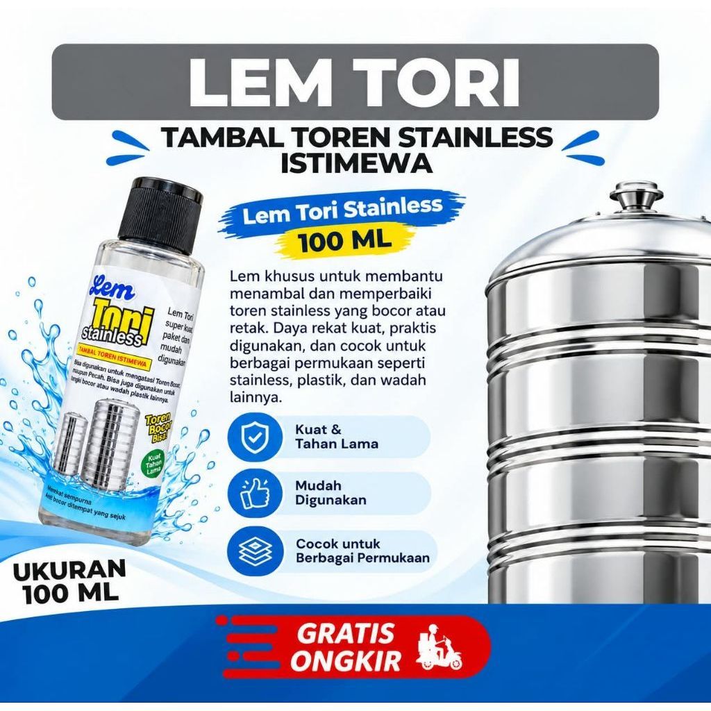 Lem Tori Stainless 100 ML Tambal Toren Stainless Khusus Perbaikan Toren Bocor