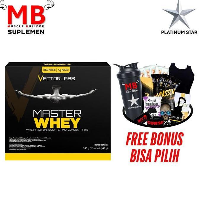 Supply- Master Whey Vectorlabs 12 Sachet  1 Box Kotak Saset Sachets Protein Concentrate Isolate 3 10