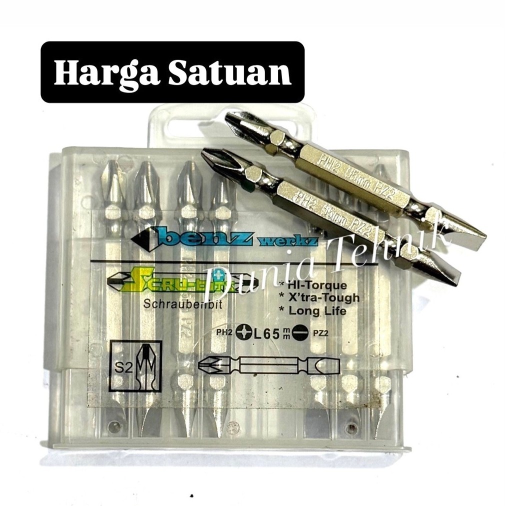 Mata Obeng Angin BENZ PH2 PZ2 x 65 mm Mata Obeng Angin Plus Min Satuan Mata Obeng Bor Angin