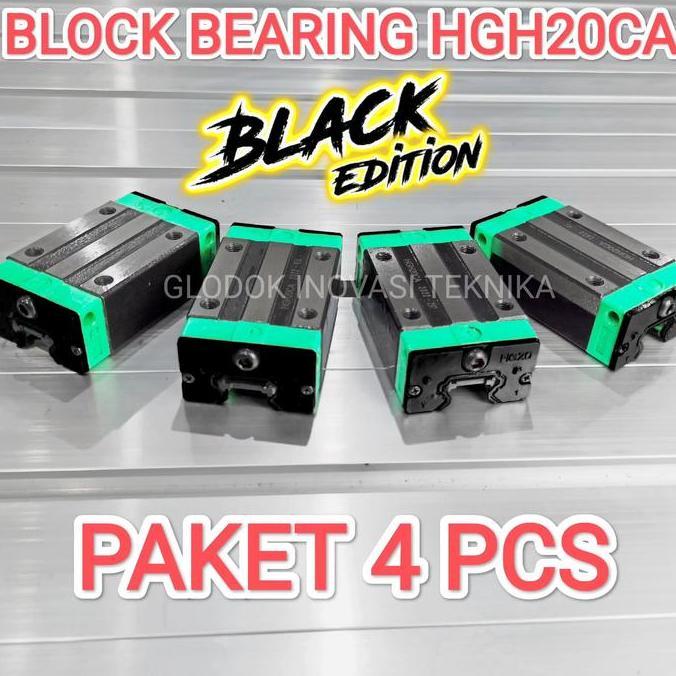 LINEAR GUIDE BEARING HGH 20 HGH20 HGH20CA BLOCK (PAKET 4 PCS) - HITAM