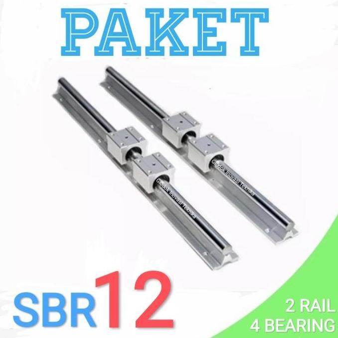 PAKET SET RAIL GUIDE LINEAR SBR12 SBR 12 SHAFT + 4 BLOCK SBR12UU