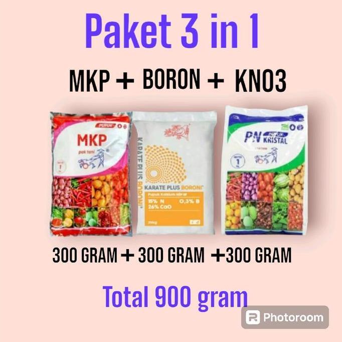 Paket hemat 900 gram PUPUK MKP + KNO3 + BORON paket pupuk anggur