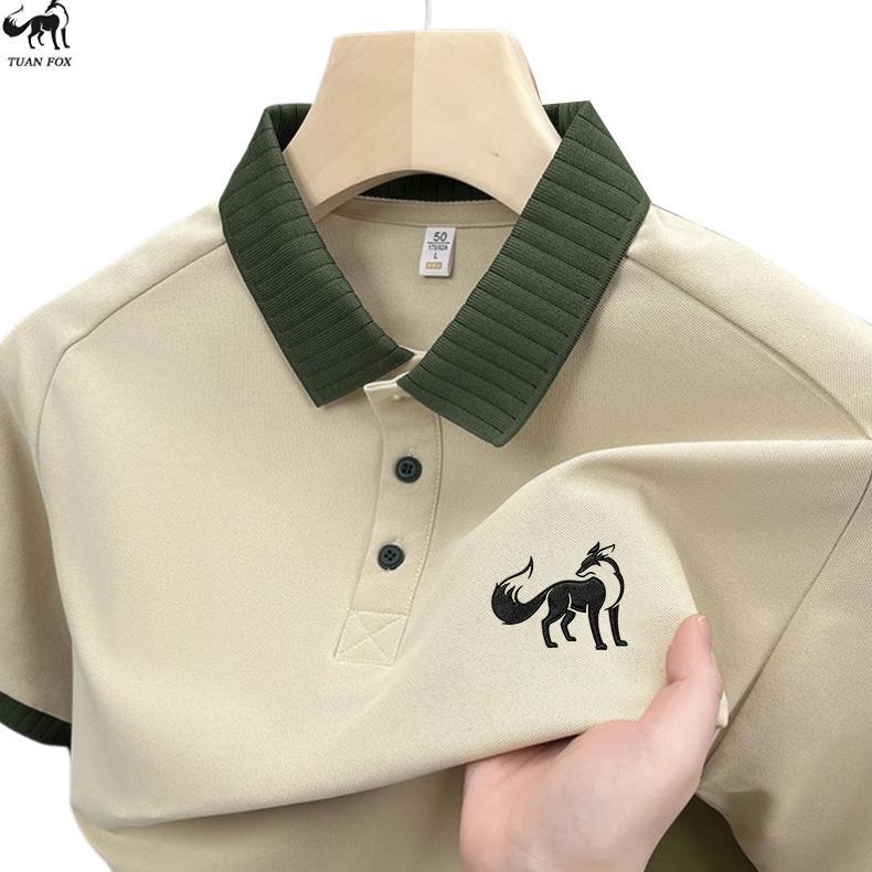 Tuan Fox Pria Bordir kaos kerah pria premium Lembut Tahan Lama baju pria original 100% Diskon