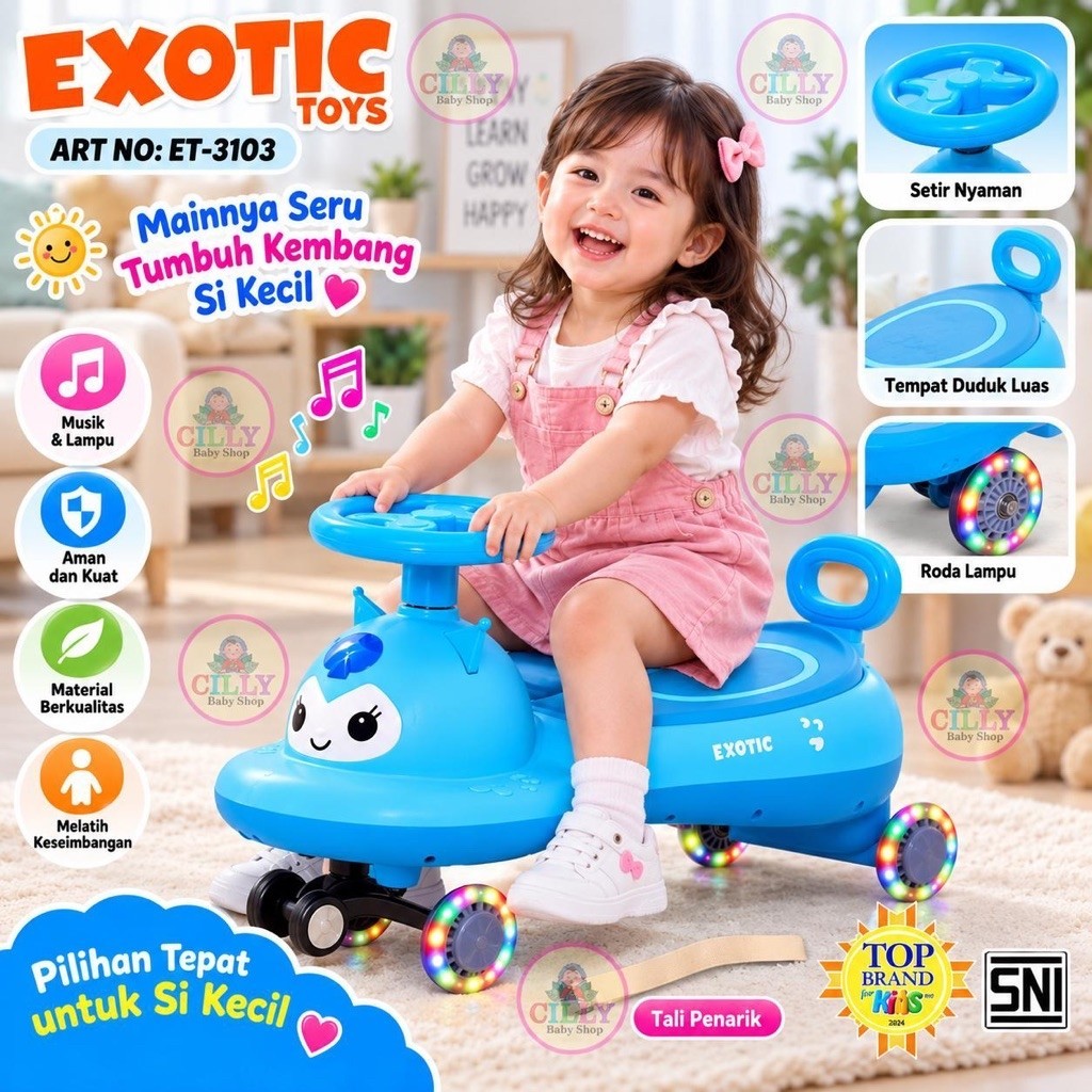 Swing Car Exotic ET3103 Magic Car Kuromi dengan Musik Lampu n Roda Lampu LED Yoyo Tolo Ride