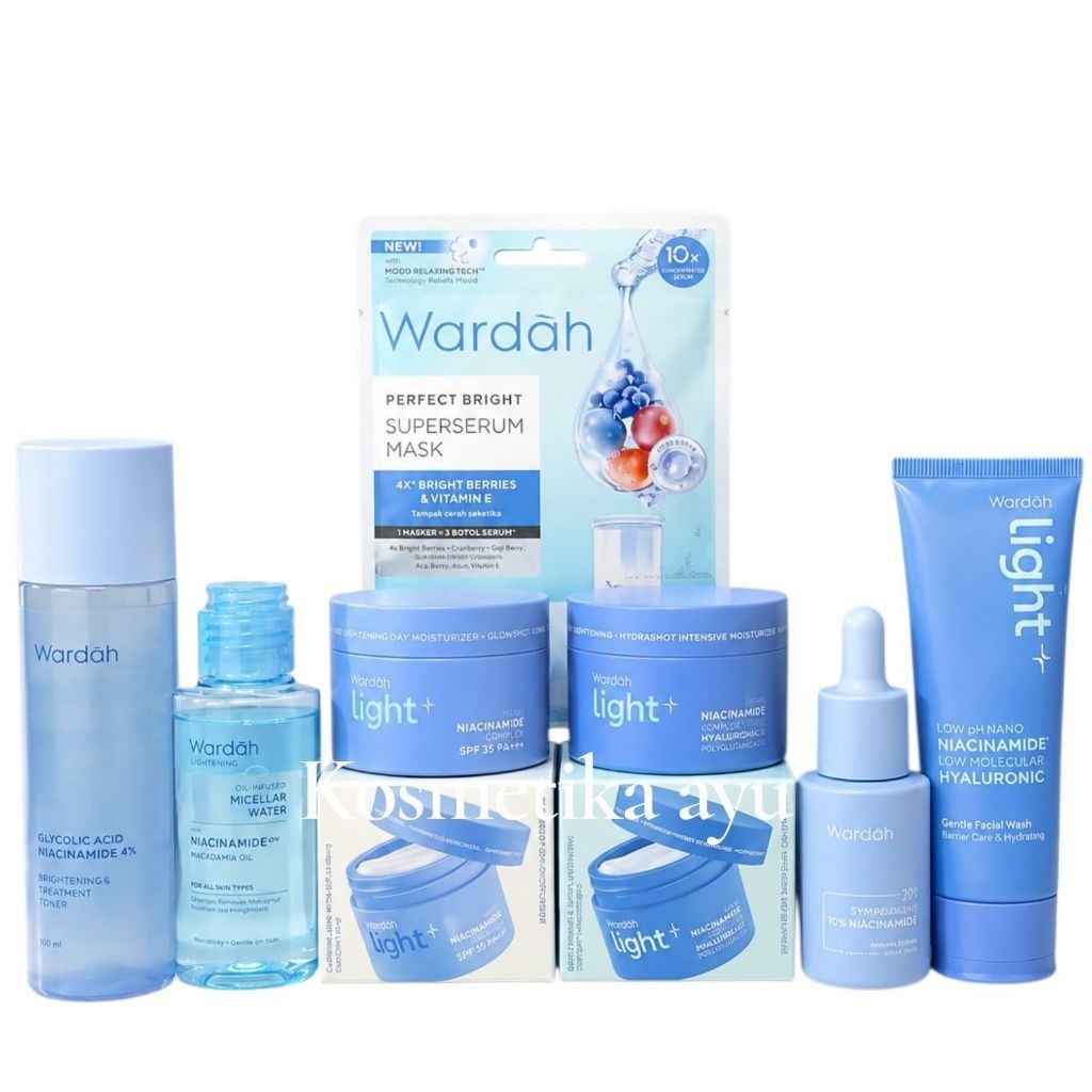 Paket Wardah Light+ dengan Nano Niacinamide Skincare Besar/ Wardah Original/ Wardah Skincare Kulit K