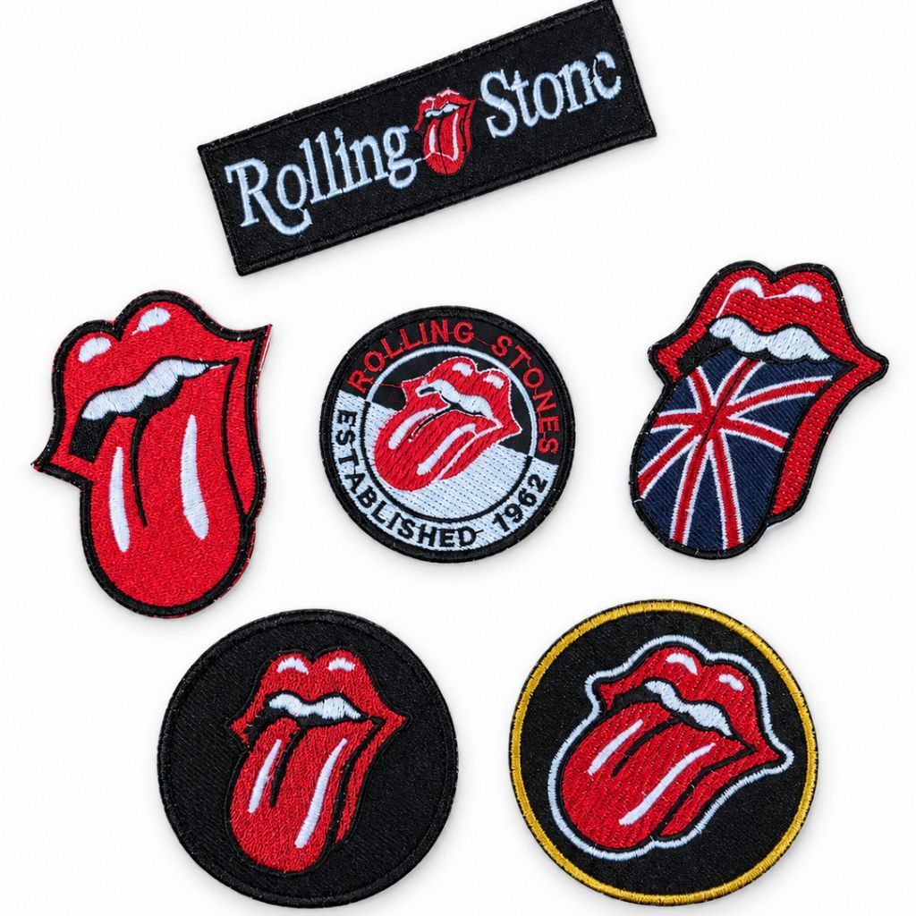 Patch Bordir Rolling Stones Logo Lidah Emblem Band Rock untuk Jaket Tas Topi
