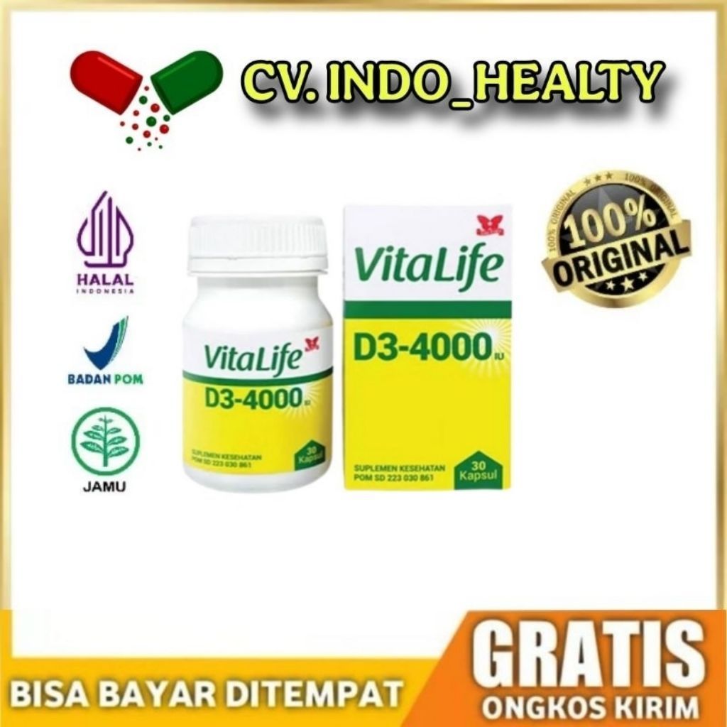 Vitalife D3 4000 IU Vitamin 30 Kapsul Halal