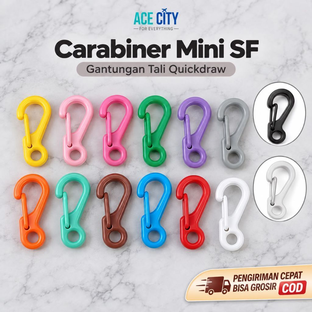 Carabiner mini SF gantungan tali masker quickdraw (12Pcs / 5Pcs )