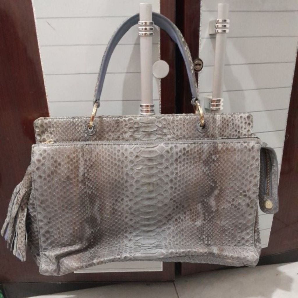 handbag kulit ular asli branded Zarmoi koleyah 35x25 preloved unik cantik