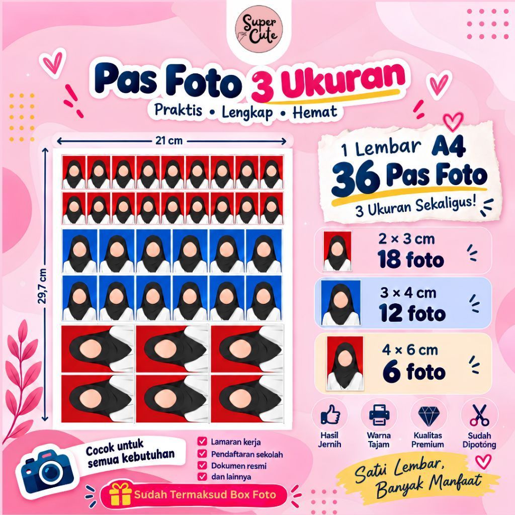Cetak Pas Foto Custom Murah Makassar 2x3 3x4 4x6