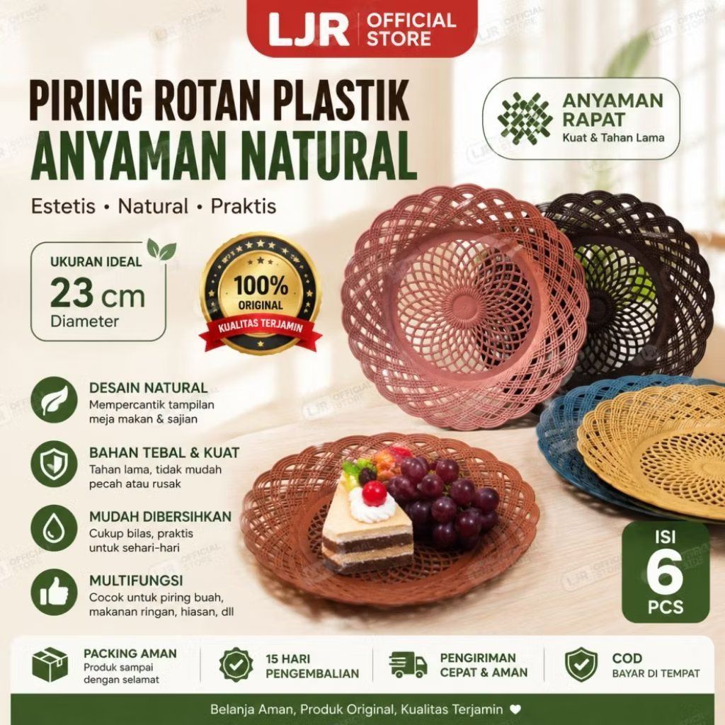 Piring Anyaman Rotan Plastik / Piring Plastik Anyam Rotan