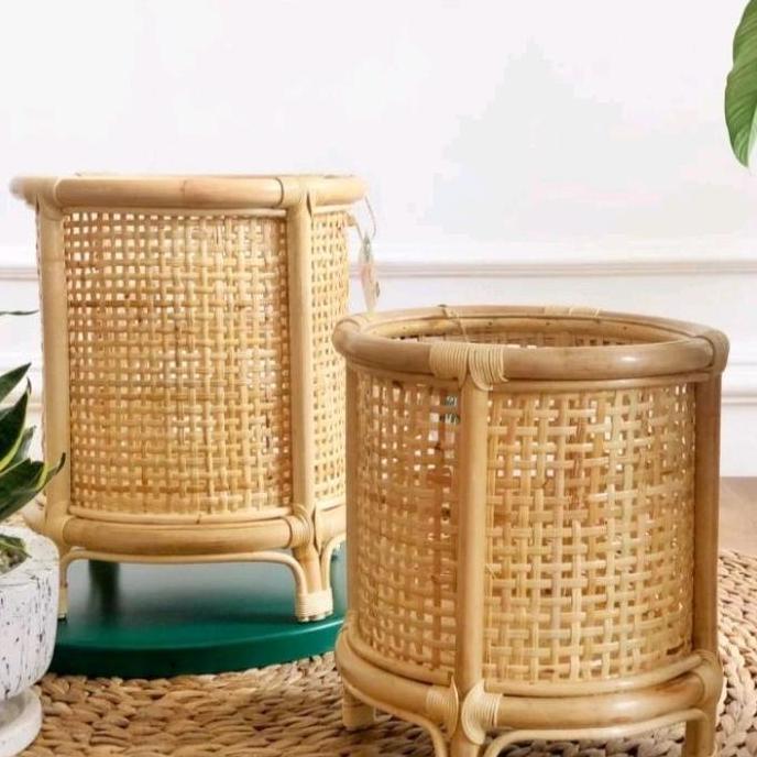 Pot Tanaman Bunga Anyaman Rotan Minimalis