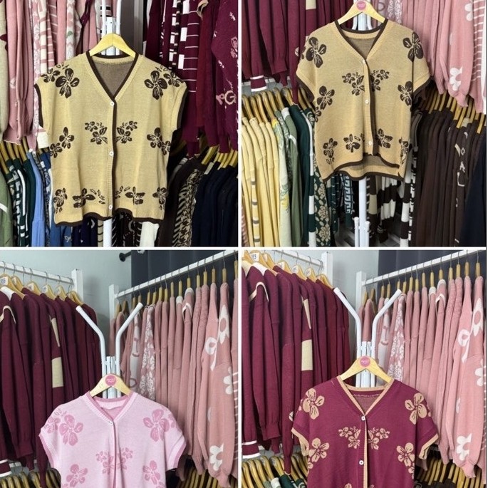 vest kancing  atasan rajut model pendek