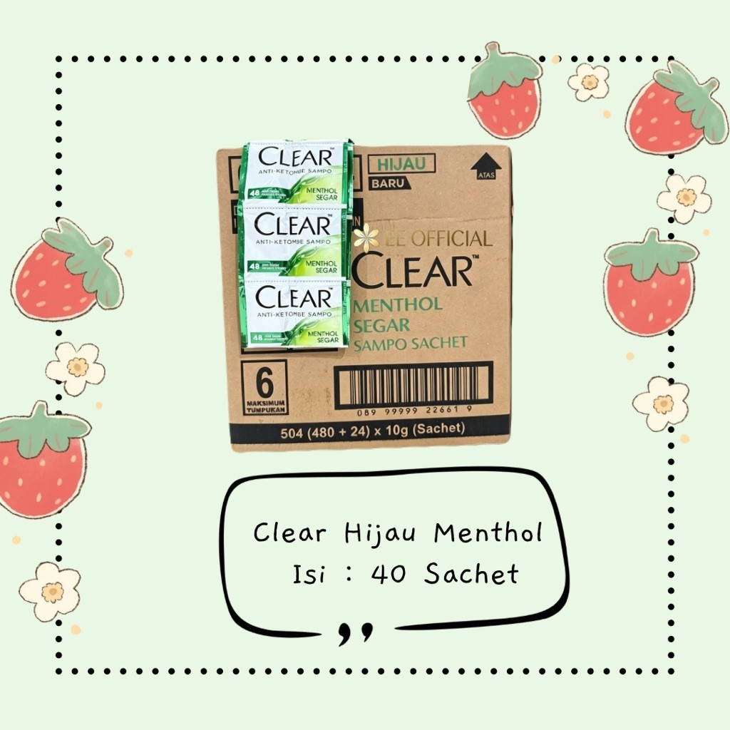 [ 1 KARTON ] SHAMPOO CLEAR SACHET RENCENGAN / SAMPO CLEAR HIJAU MENTHOL / SHAMPOO CLEAR RENCENG