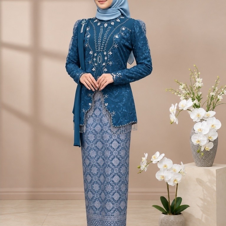 MC| Set Kebaya anaya rumbai Selendang  Mewah | Setelan Kebaya Kondangan Wanita | Baju Kebaya Wisuda 