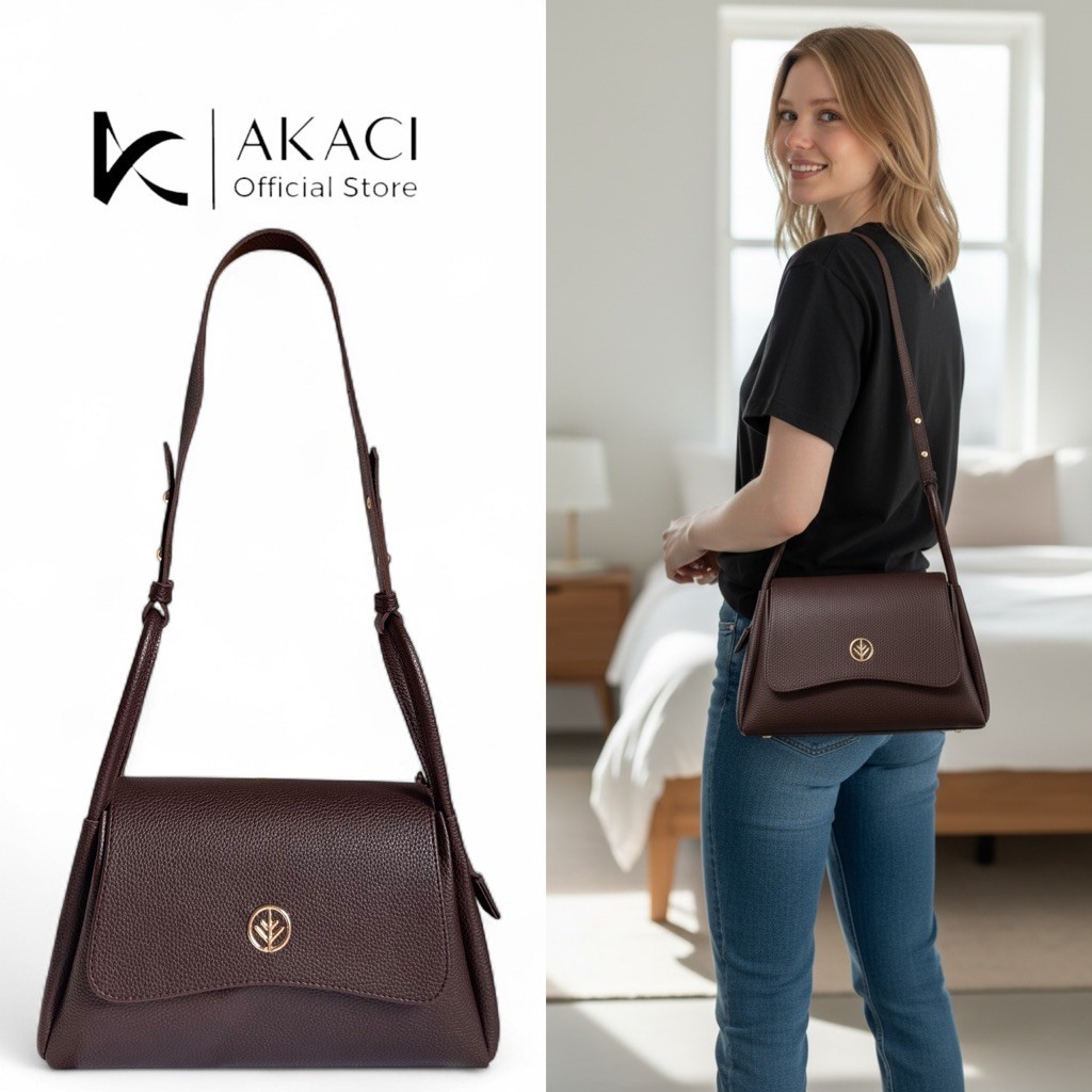 Akaci - Shoulder bag wanita Lintang 09-8526 Bahan papirut 3 ruang tas wanita kerja kantor kuliah sim