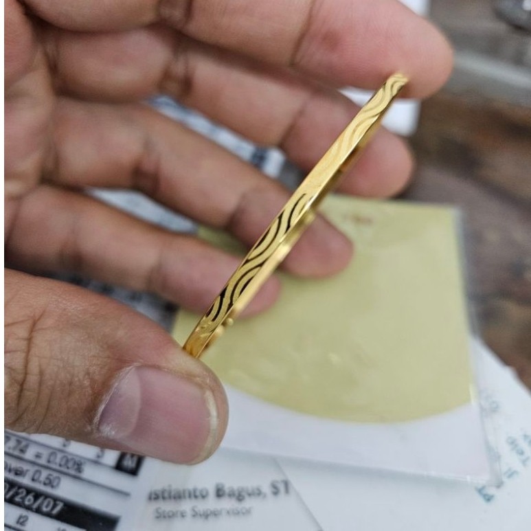 gelang pipa model doff oval emas 70 % 700 70% 16k