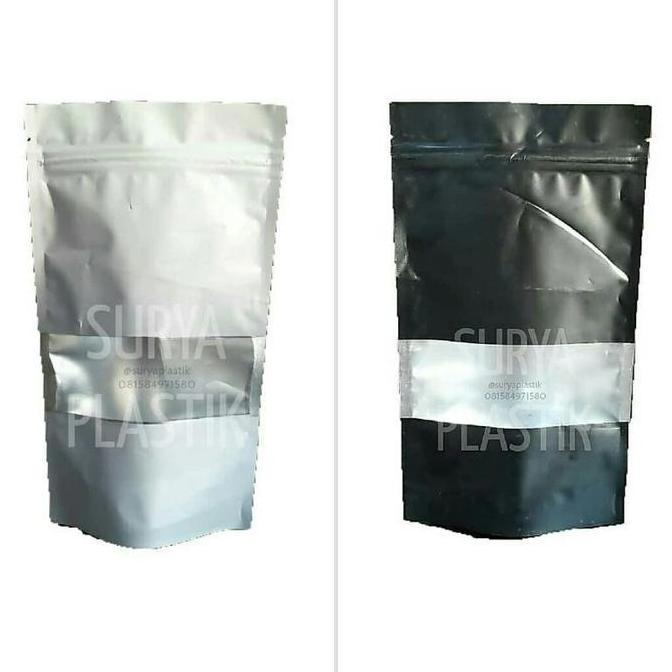 Standing Pouch 12x20 Standing Pouch PUTIH Standing Pouch HITAM Window -AdineStore8