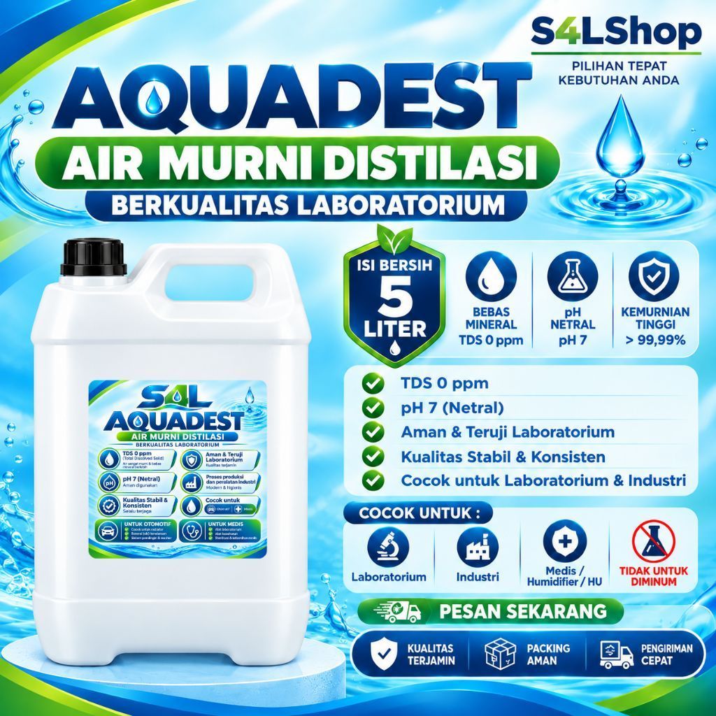 Aquadest / Aquadest Distilled Water / Air Suling 5 Liter