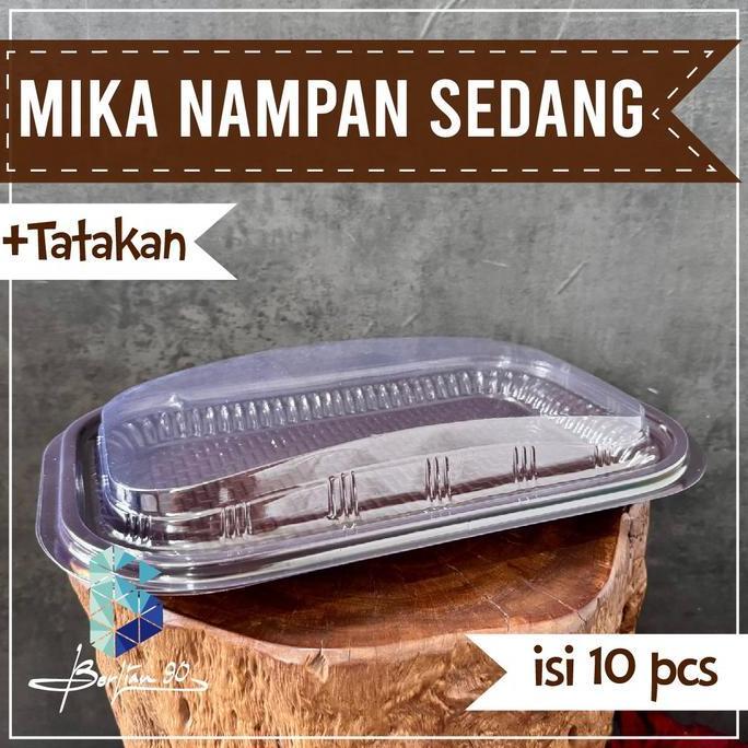 DONESUBEGO - [ 10PCS ] MIKA TRAY NAMPAN +TATAKAN PLASTIK HANTARAN KUE SNACK / NAMPAN MIKA PLASTIK