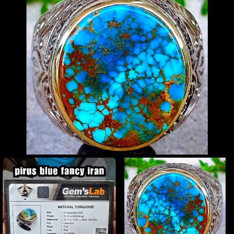 batu akik  pirus persian iran multi colour ya + memo lab