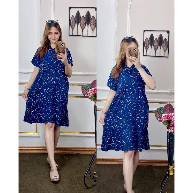 Pilihan Eksklusif Daster Busui Friendly Mini Terbaru Kancing Motif Salur Kekinian Dress Sexy Rempel 