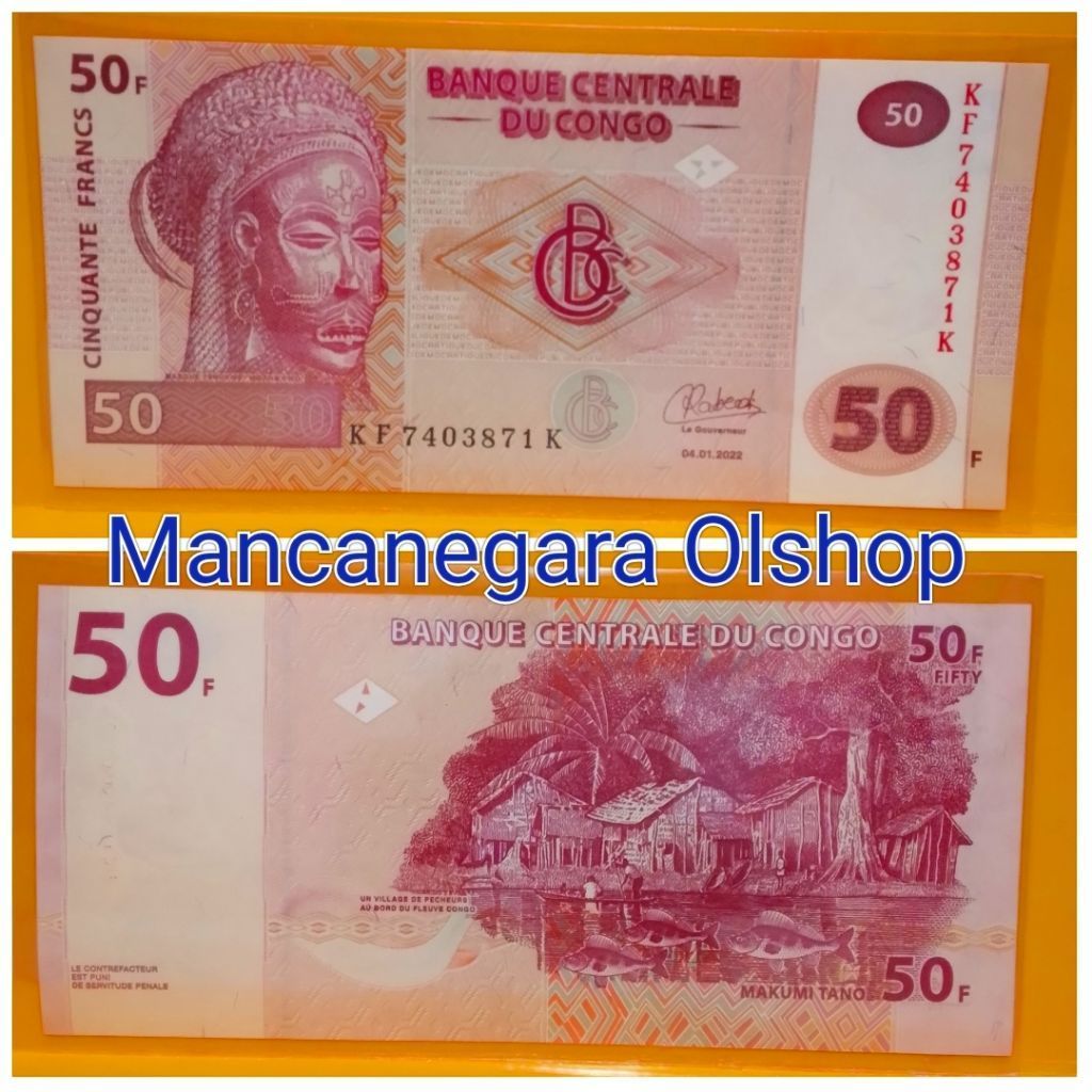 Uang Congo 50 Francs 2013-2020 UNC