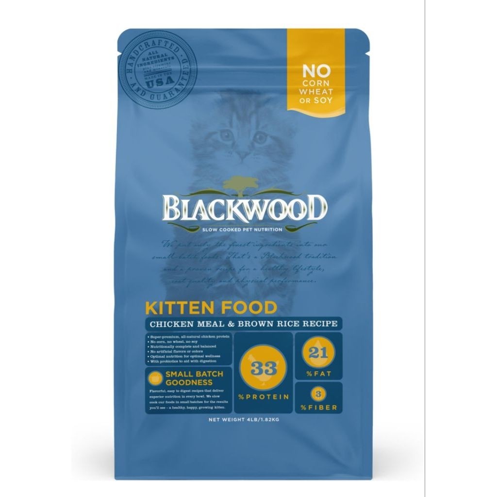 BLACKWOOD Makanan Kucing Kitten 1.82kg Chicken Meal Rice Recipe Untuk Kitten , tinggi probiotik