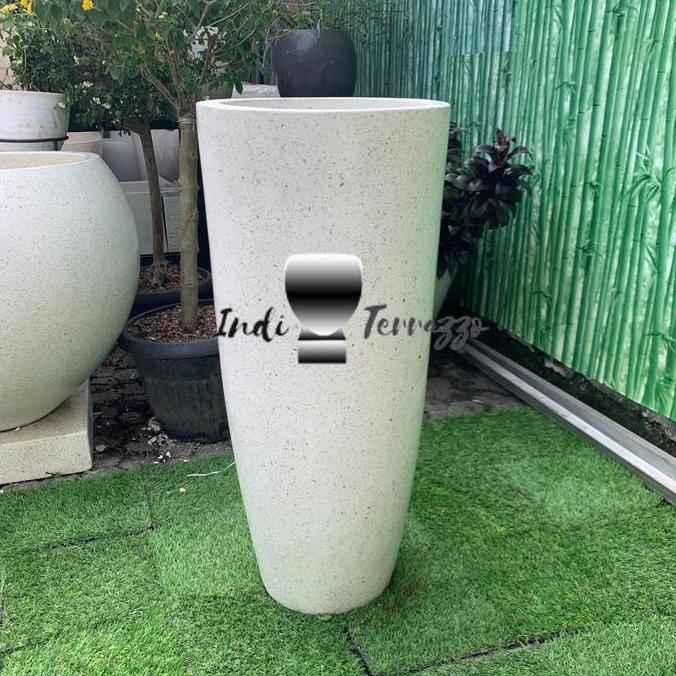 INDI TERAZZO POT TERASO TIPE VAS TINGGI - POT TERASO PUTIH -POT TERASO