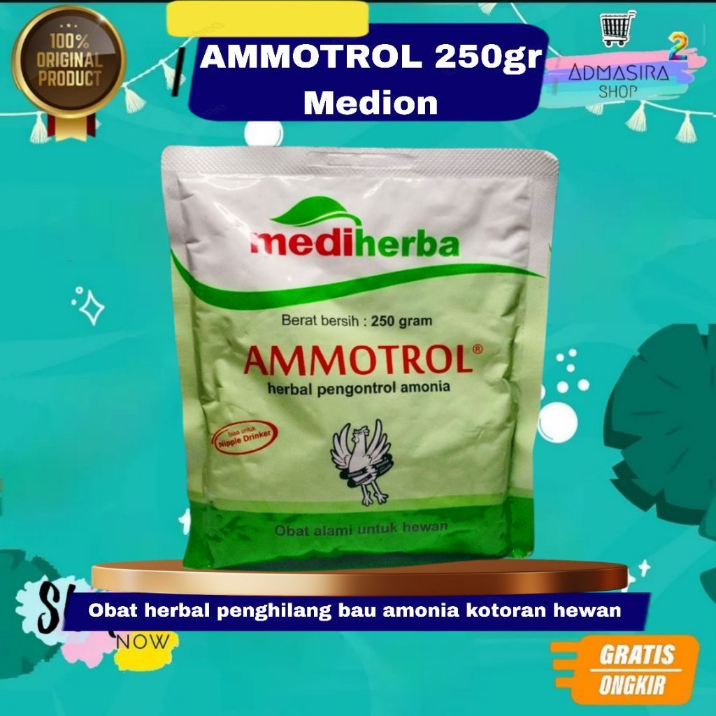 AMMOTROL 250 Gram Obat Herbal Pengering Penghilang Bau Amonia Kotoran Ayam Sapi Kambing Semua Hewan 