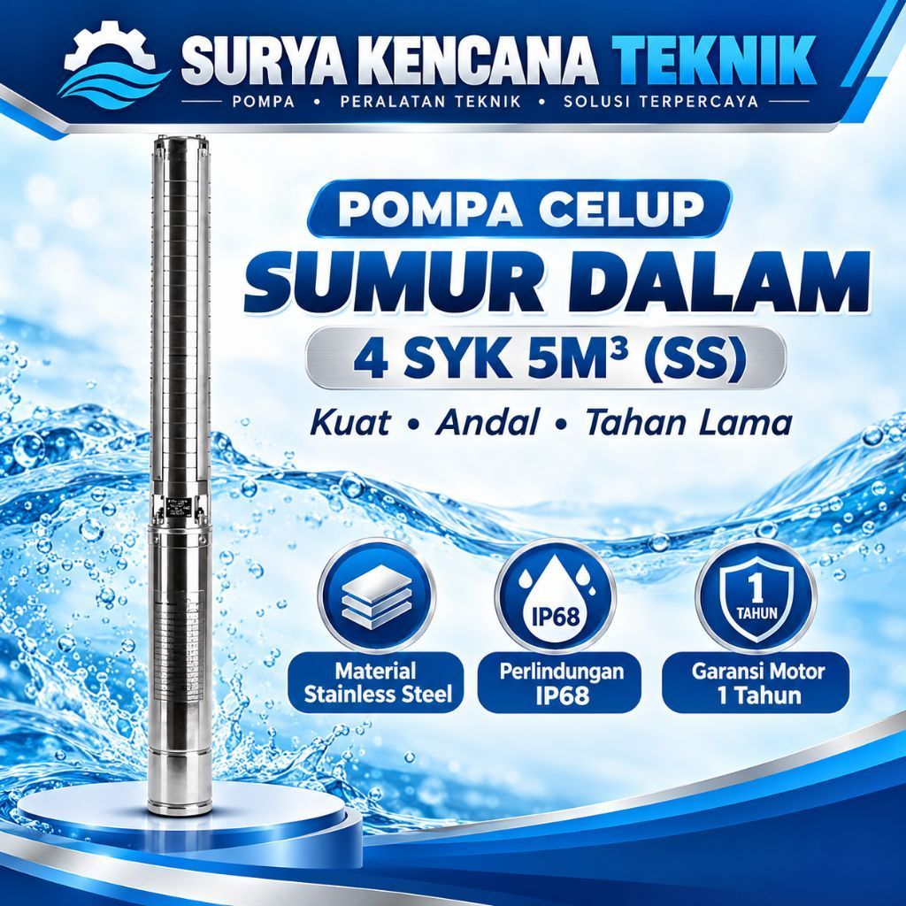 Pompa Satelit YORK 4 SYK 5-25 SS 3HP 1phase Pump SUBMERSIBLE YORK