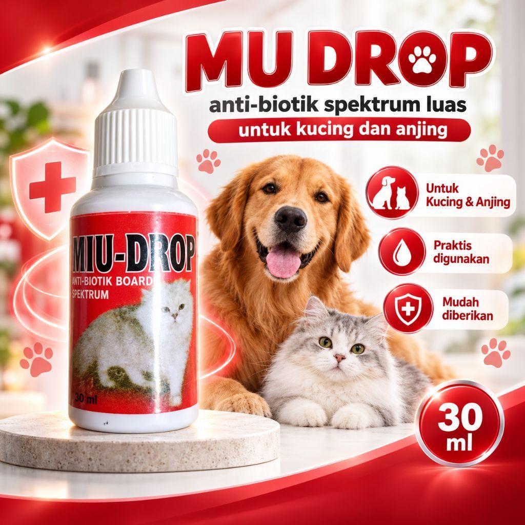 Miu Drop Obat Antibiotik Kucing Obat Antibiotik Untuk Pencernaan Pernafasan Kucing dan Anjing Miu Dr