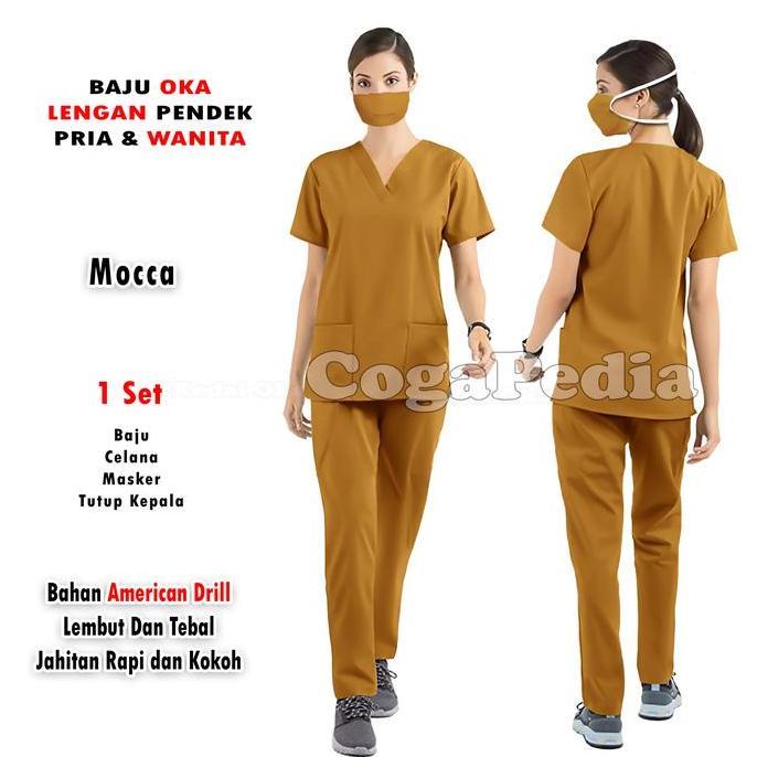 Baju Oka Lengan Pendek - Scrub Oka Medis - Baju Stenen Perawat Dokter