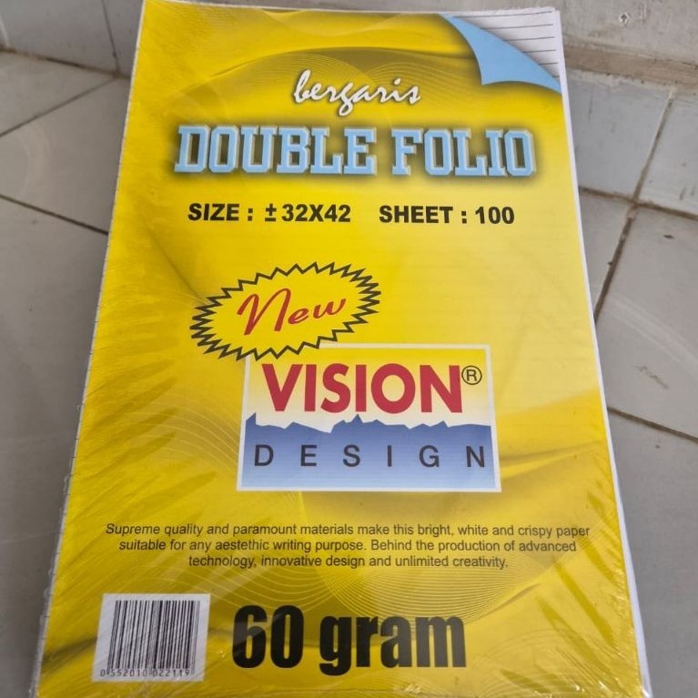 Kertas Double Folio Vision Bergaris 1 Pack 100 Sheet